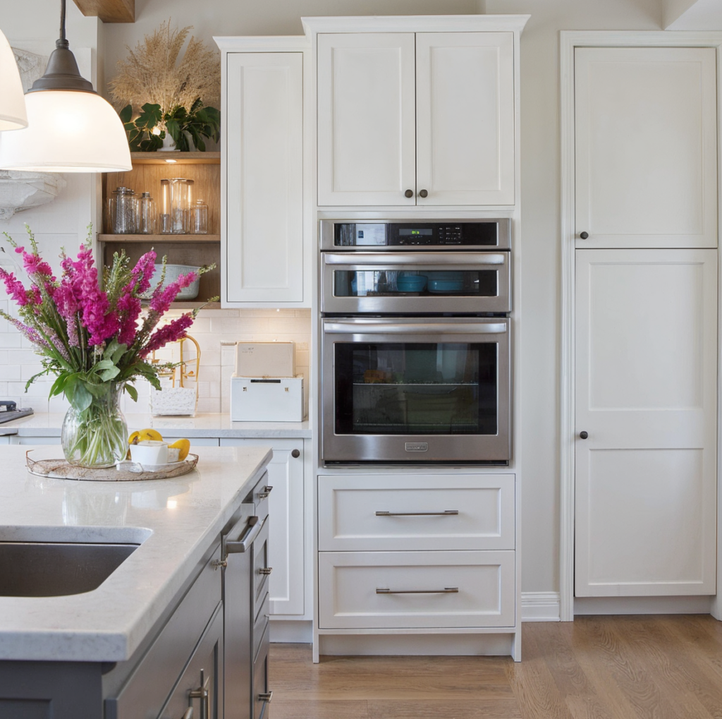 kitchen with shaker white cabinets